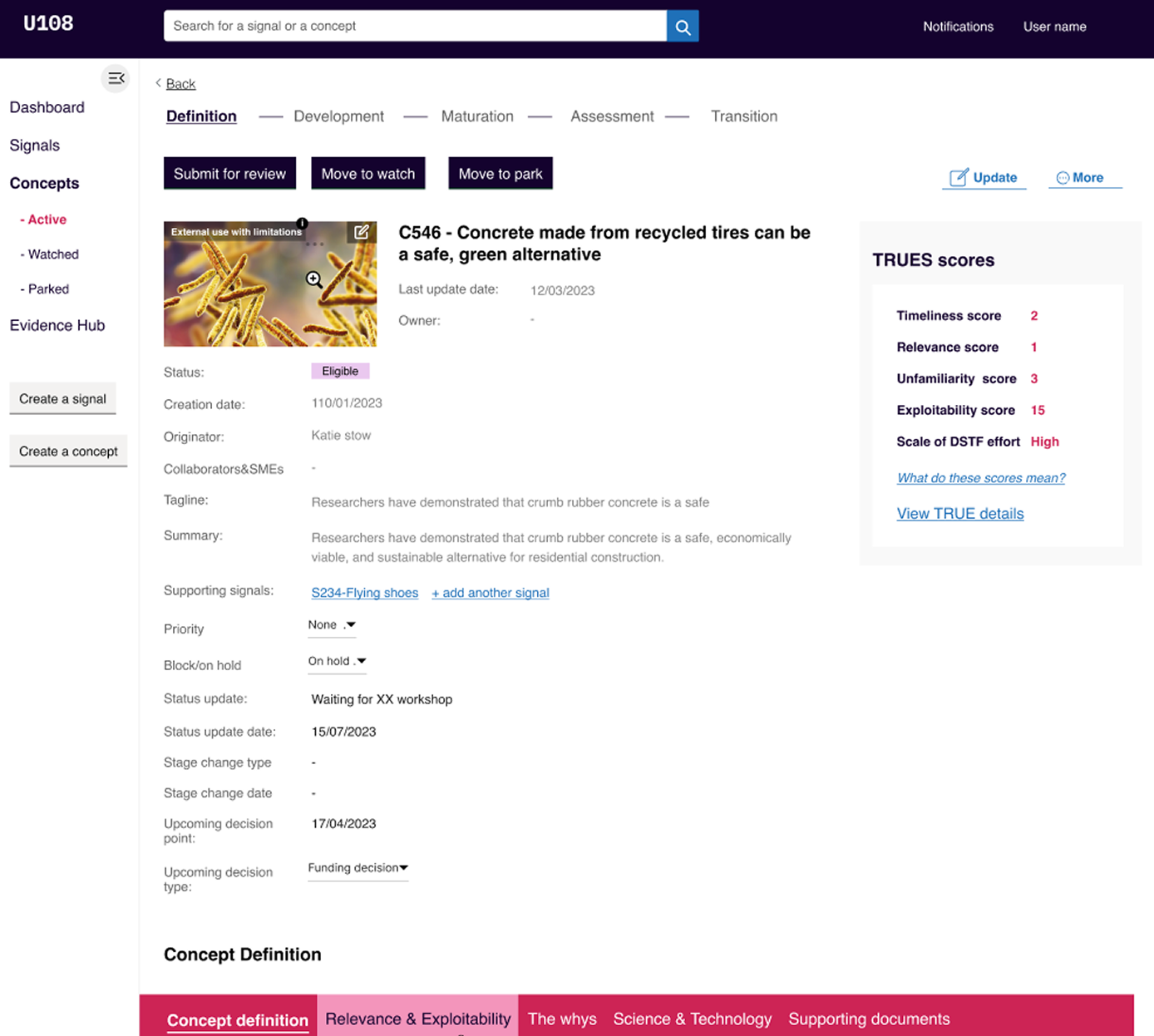 DiscoverY UI — experiment setup view