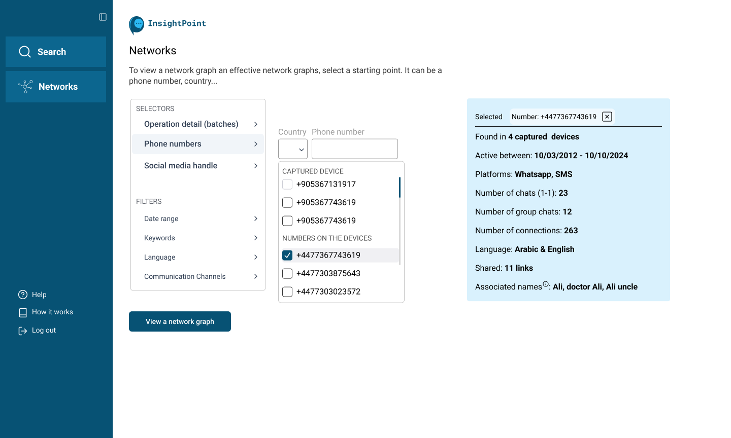 Network selection — phone numbers and devices